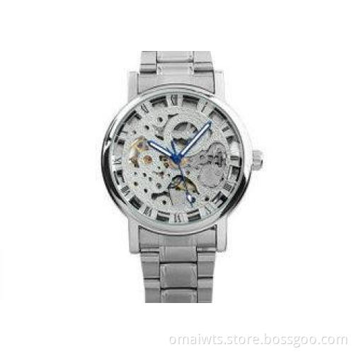 Classic Black Mechanical Mens Automatic Watch Skeleton With